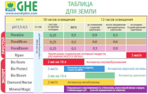 GHE классическая таблица кормления